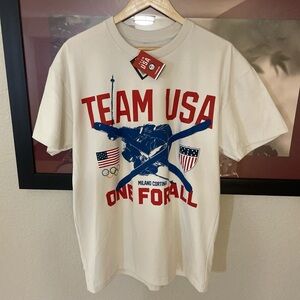 Express Team USA Graphic Tee - White with Red & Blue Print